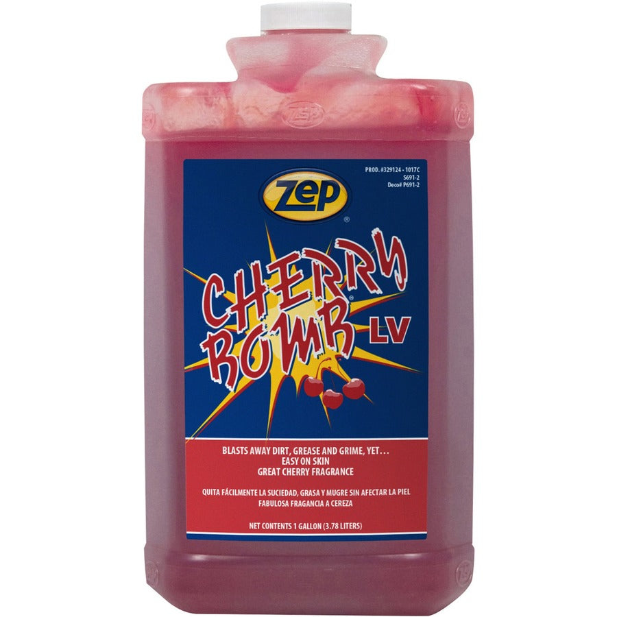 Zep Cherry Bomb LV Industrial Hand Cleaner - Cherry Scent - 1 gal - Dirt Remover, Grime Remover, Soil Remover, Ink Remover, Resin Remover, Paint Remover, Adhesive Remover, Tar Remover, Asphalt Remover, Odor Remover, Grease Remover - Hand, Industrial, S...