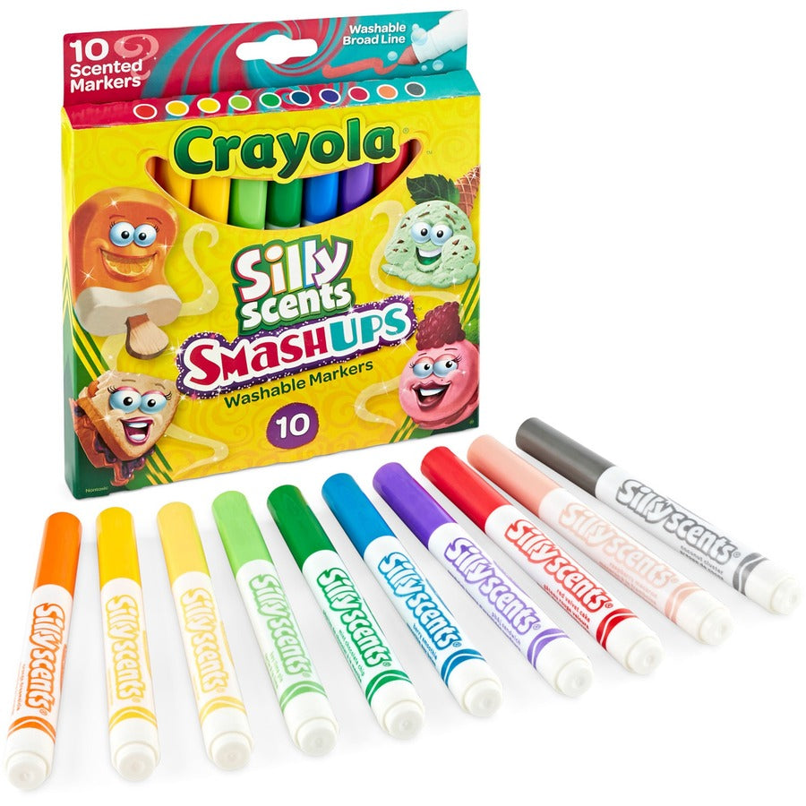 Crayola Silly Scents Slim Scented Washable Markers - Washable - Assorted Ink - Water Based - Assorted Barrel - 10 / Pack