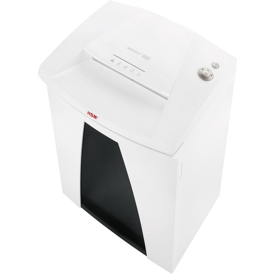 HSM SECURIO B34 - 3/16" x 1 1/8" - Continuous Shredder - Particle Cut - 22 Per Pass - for shredding Paper, Paper Clip, Staples, CD, DVD, Credit Card - 0.187" x 1.125" Shred Size - P-4/O-3/T-4/E-3/F-1 - 12.20" Throat - 26.40 gal Wastebin Capacity - White
