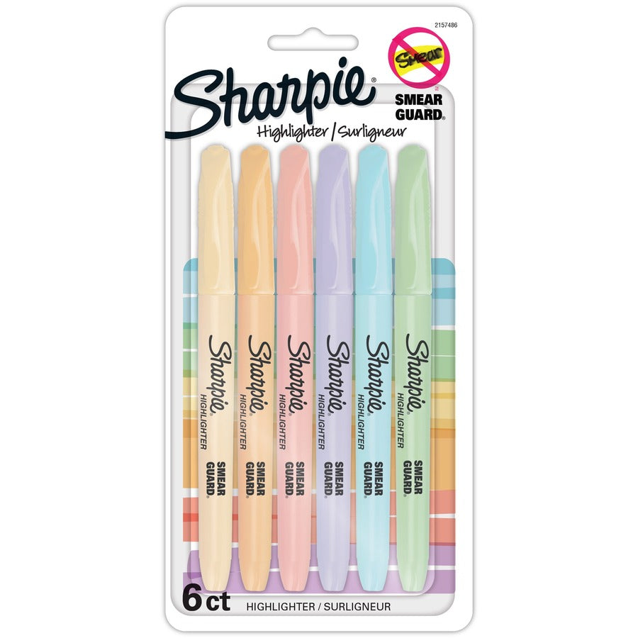 Sharpie Accent Highlighters w/Smear Guard - Assorted Ink - 6 / Pack
