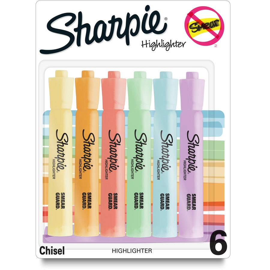 Sharpie SmearGuard Tank Style Highlighters - Assorted Ink - 6 / Pack