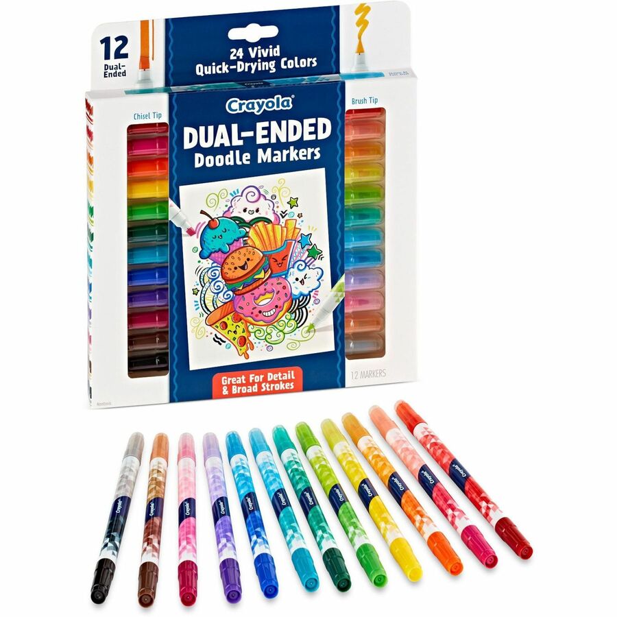 Crayola Dual-Ended Markers - Multicolor Ink - 12 / Pack
