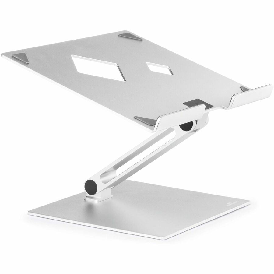 DURABLE Laptop Stand Rise - Up to 17" Screen Support - 11.02 lb Load Capacity - 12.60" Height x 9.06" Width x 11.02" Depth - Desktop, Tabletop - Aluminum - Silver - For Notebook, Monitor, Tablet - Foldable, Overheat Protection, Scratch Resistant, Rubbe...