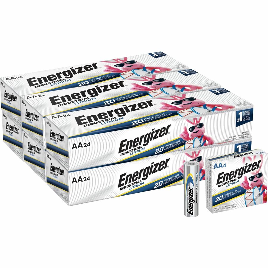 Energizer Industrial AA Lithium Batteries - For Construction, Facility Maintenance, Medical Center, Office, Classroom - AA - 24 Batteries/Box - 6 / Carton