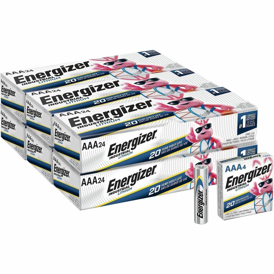 Energizer Industrial AAA Lithium Batteries - For Construction, Facility Maintenance, Medical Center, Office, Classroom - AAA - 24 Batteries/Box - 6 / Carton
