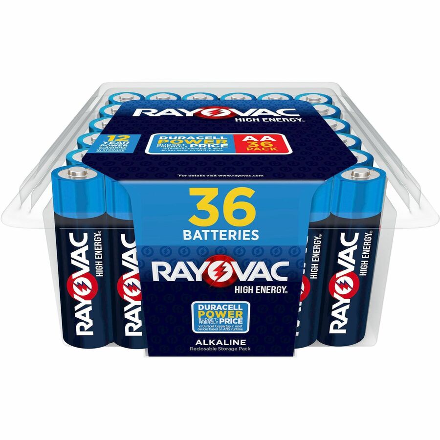 Rayovac High Energy Alkaline AA Batteries - For Flashlight, Toy, Mouse, Remote Control - AA - 12 Year Shelf Life - 36 / Pack
