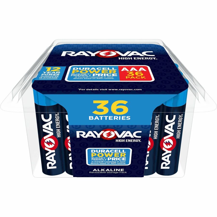 Rayovac High Energy Alkaline AAA Batteries - For Flashlight, Toy, Mouse, Remote Control - AAA - 12 Year Shelf Life - 36 / Pack
