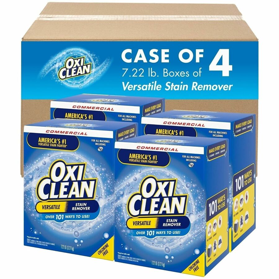 OxiClean Stain Remover Powder - 115.52 oz (7.22 lb) - Chlorine-free, Color Safe - Blue - 4 / Carton