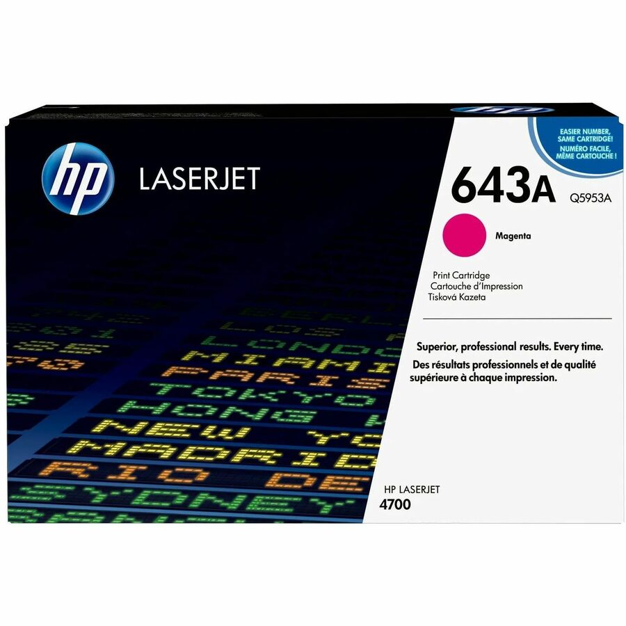 HP 643A (Q5953A) Original Laser Toner Cartridge - Single Pack - Magenta - 1 Each - 10000 Pages