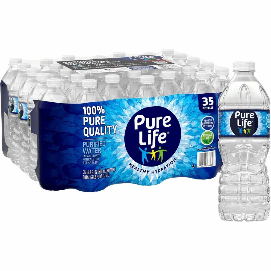 Pure Life Purified Water - Ready-to-Drink - 16.90 fl oz (500 mL) - 35/Carton - 54 / Pallet