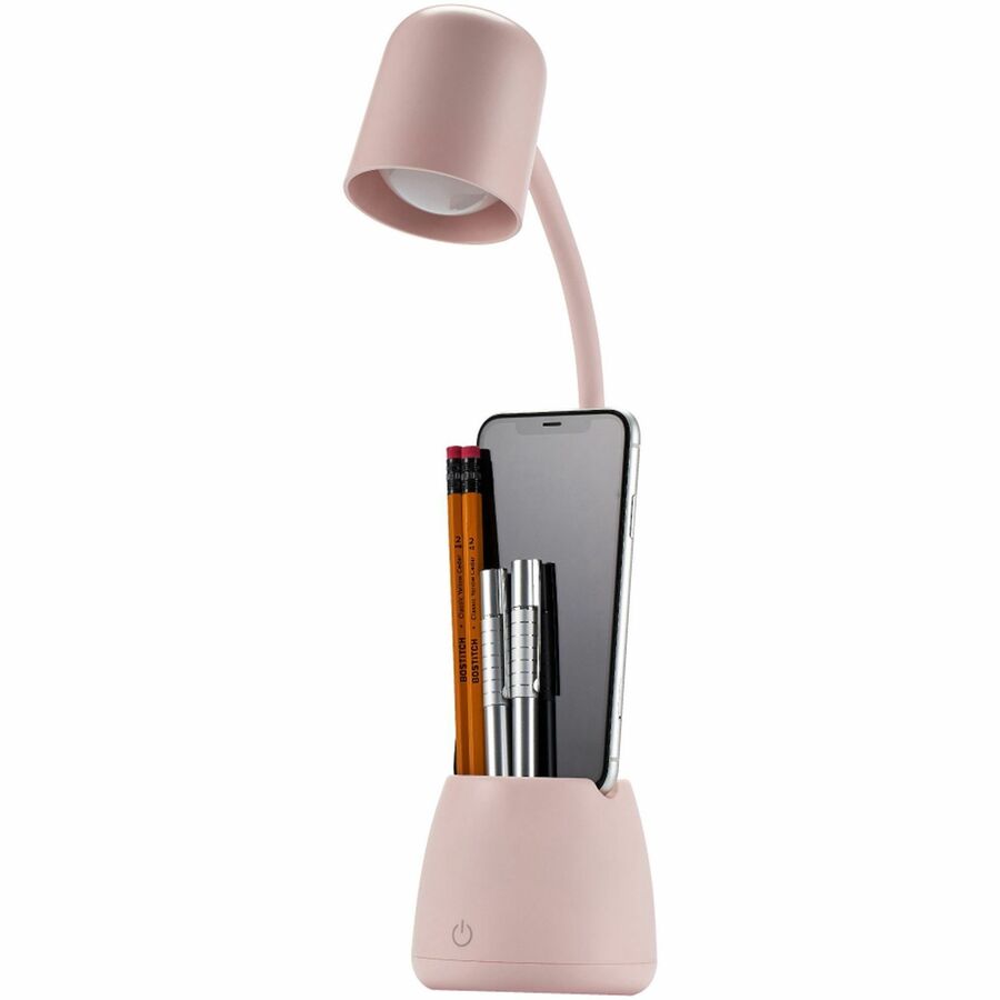 Bostitch Desk Lamp with Storage Cup, Pink - LED Bulb - Adjustable, Touch Sensitive Control Panel, Dimmable, Color Temperature Setting, Flicker-free, Adjustable Head, Adjustable Brightness, Glare-free Light - Desk Mountable, Table Top - Pink - for Desk...