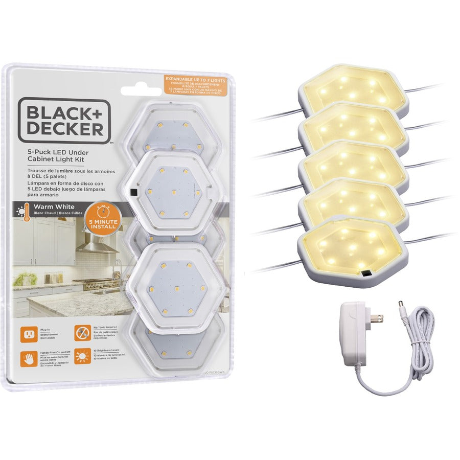 BLACK+DECKER LED Puck Light Kit - White - 1 Each