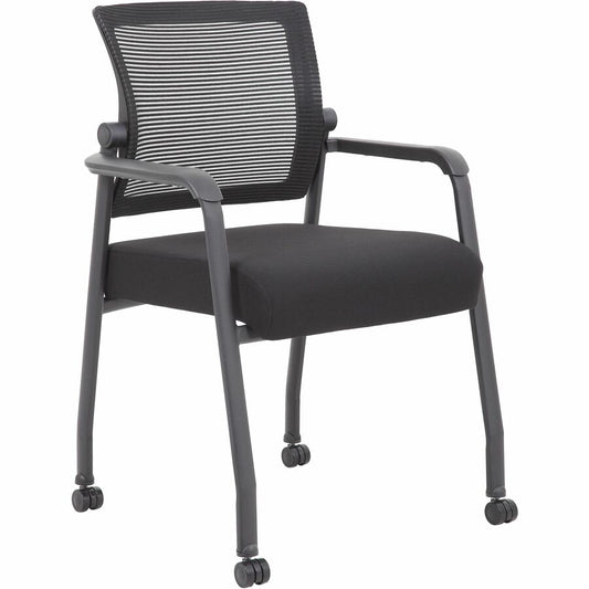 Boss Mesh 4-Legged Guest Chair - Black Seat Color - Fabric Seat Material - Black Back Color - Mesh Back Material - Black Frame Color - Tubular Steel Frame Material - Four-legged Base - Armrest - 1 Each