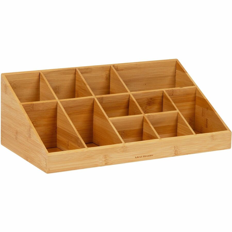 Mind Reader Bali 11-Compartment Bamboo Organizer - 11 Compartment(s) - 2 Tier(s) - 6.50" Height x 9.50" Width x 18.19" Depth - Desktop, Tabletop, Counter - Lightweight, Durable, Food Safe, Easy to Clean - Brown - Bamboo - 1 Each
