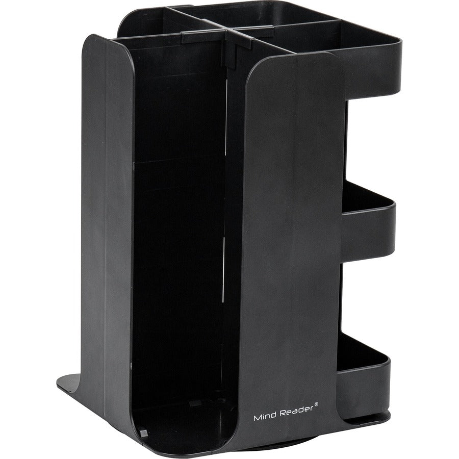 Mind Reader 8-Compartment Condiment Carousel - 30 x Cup - 8 Compartment(s) - 12" Height x 8" Width x 8" Length - Counter - Compact, Durable, Portable - Black - Plastic - 1 Each