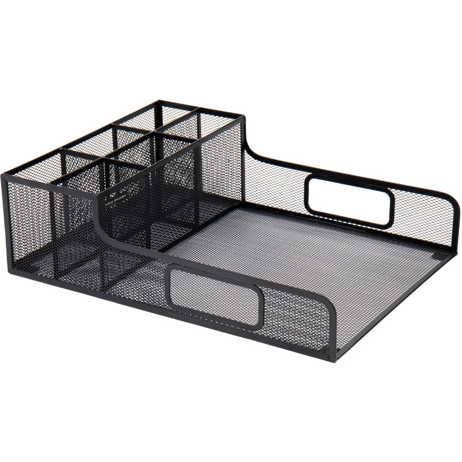 Mind Reader Serving Tray Countertop Organizer - 7 Compartment(s) - 5.50" Height x 11.50" Width x 14.75" Length - Counter - Portable, Lightweight, Durable, Easy to Clean - Black - Metal Mesh - 1 Each