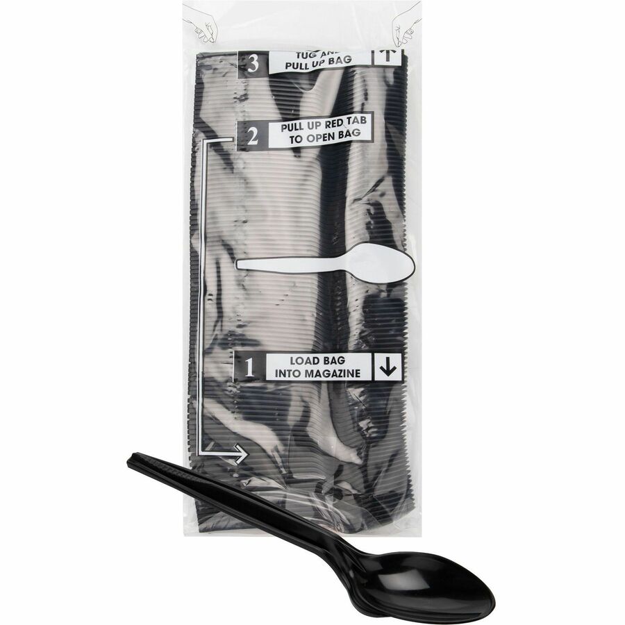 Mind Reader Cutlery Dispenser Utensil Refill - Spoon - Kitchen, Breakroom - Black - 100 / Pack