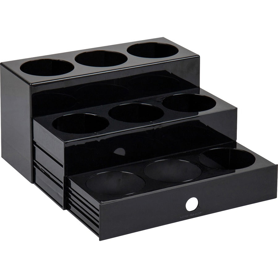 Mind Reader 9-Compartment Nested Syrup Bottle Holder - 9 Compartment(s) - 3 Tier(s) - 7" Height x 5" Width x 12.50" Length - Easy to Clean, Sliding Tray - Black - 1 Each