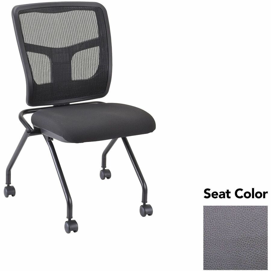 Lorell Training Room Guest Chairs - Canyon Carbon Seat Color - Canyon Vinyl Seat Material - Powder Coated Black Frame Color - Metal Frame Material - Four-legged Base - 2 / Carton