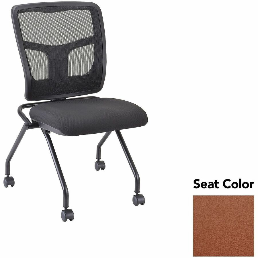 Lorell Training Room Guest Chairs - Canyon Cordovan Seat Color - Canyon Vinyl Seat Material - Powder Coated Black Frame Color - Metal Frame Material - Four-legged Base - 2 / Carton