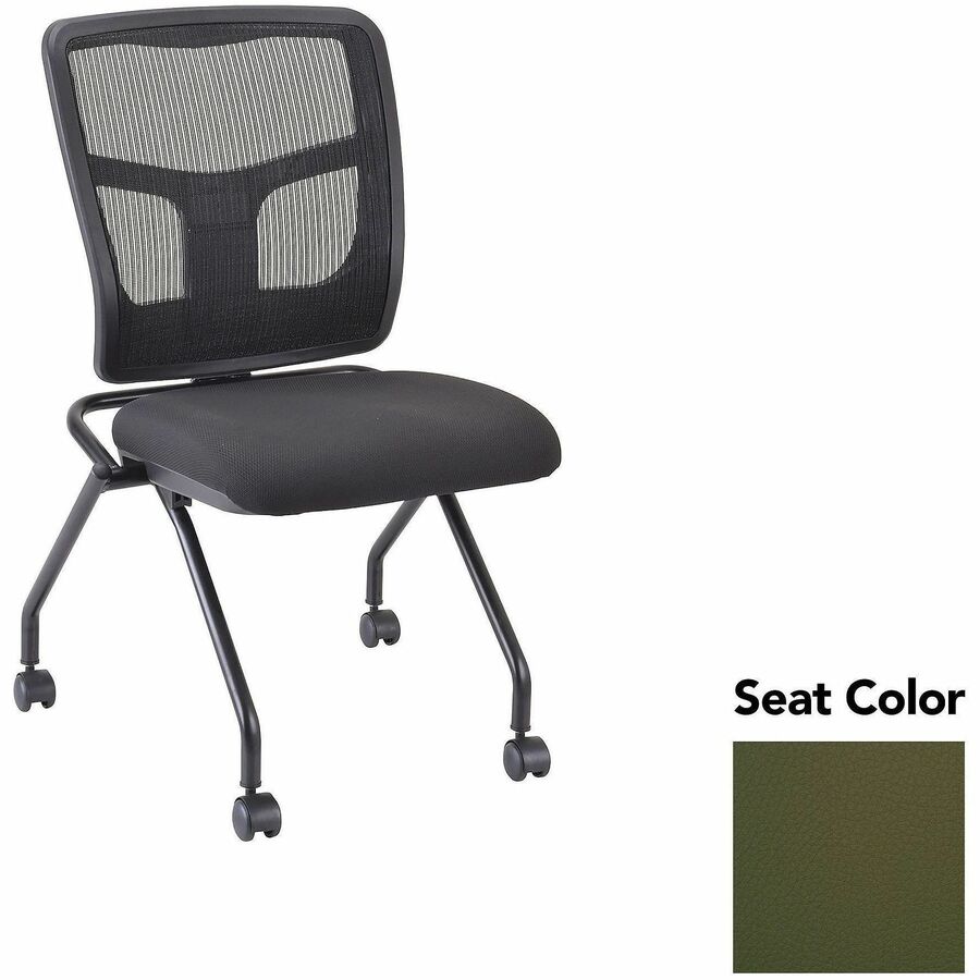 Lorell Training Room Guest Chairs - Canyon Fern Seat Color - Canyon Vinyl Seat Material - Powder Coated Black Frame Color - Metal Frame Material - Four-legged Base - 2 / Carton