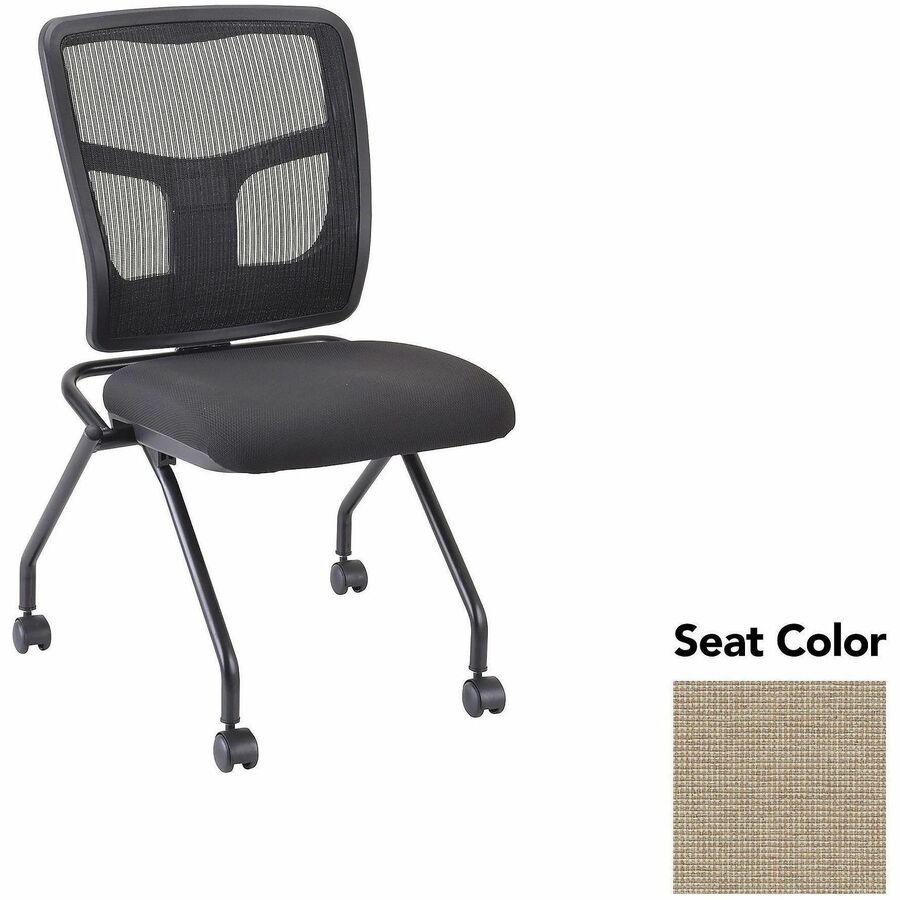 Lorell Training Room Guest Chairs - Shire Travertine Seat Color - Shire Fabric, Polyester Seat Material - Black Back Color - Acrylic Back Material - Powder Coated Frame Color - Metal Frame Material - Four-legged Base - 2 / Carton