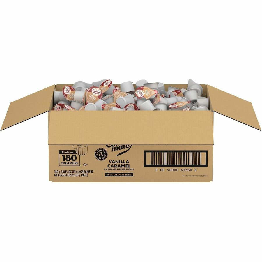 Coffee mate Vanilla Caramel Nondairy Liquid Creamer Singles - Vanilla Caramel Flavor - 0.38 fl oz (11 mL) - 180 / Carton