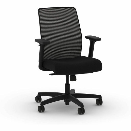 HON Ignition Seating Mid-back Task Chair - Black Seat Color - Fabric Seat Material - Mesh Back Material - Black Frame Color - 5-star Base - 1 Each