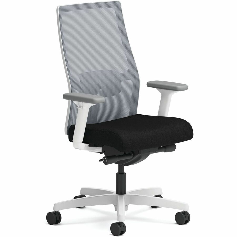 HON Ignition Mid-back Task Chair - Black Seat Color - Fabric Seat Material - Fog Back Color - Designer White Frame Color - Mid Back - Black - 1 Each