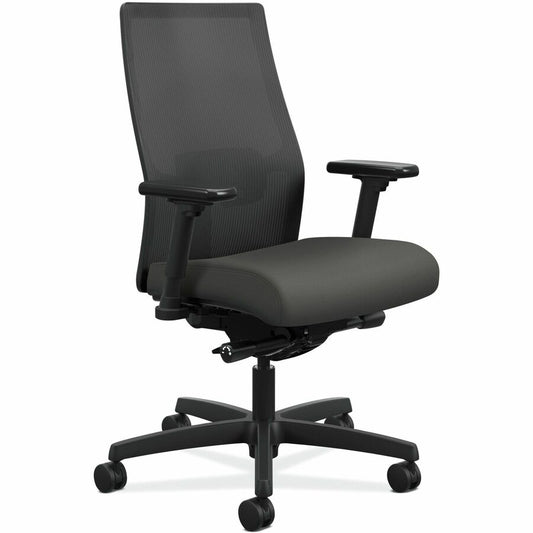 HON Ignition Black Mesh Back Chair - Fabric Seat - Iron Ore Seat Color - Fabric, Polyurethane Seat Material - Black Back Color - Mesh Back Material - Black Frame Color - Mid Back - 5-star Base - 1 Each