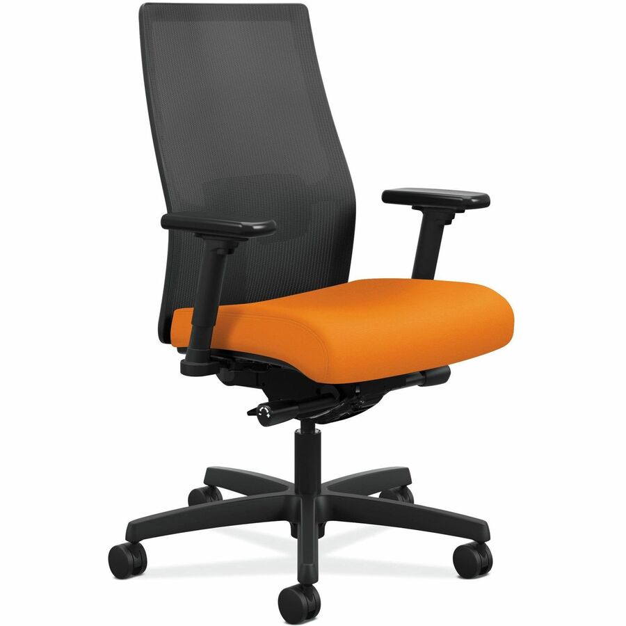 HON Ignition Black Mesh Back Chair - Fabric Seat - Apricot Seat Color - Fabric, Polyurethane Seat Material - Black Back Color - Mesh Back Material - Black Frame Color - Mid Back - 5-star Base - 1 Each