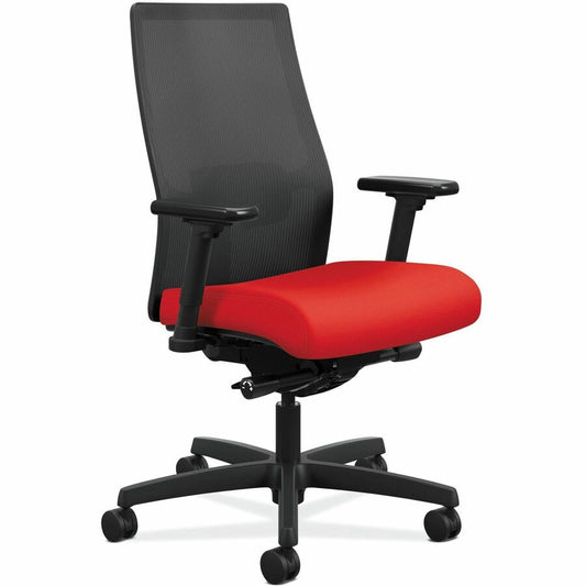 HON Ignition Black Mesh Back Chair - Fabric Seat - Ruby Seat Color - Fabric, Polyurethane Seat Material - Black Back Color - Mesh Back Material - Black Frame Color - Mid Back - 5-star Base - 1 Each
