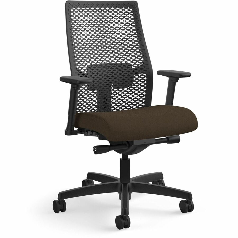 HON Ignition ReActiv Back Task Chair - Fabric Seat - Espresso Seat Color - Fabric Seat Material - Black Back Color - Mesh Back Material - Black Frame Color - 5-star Base - 1 Each