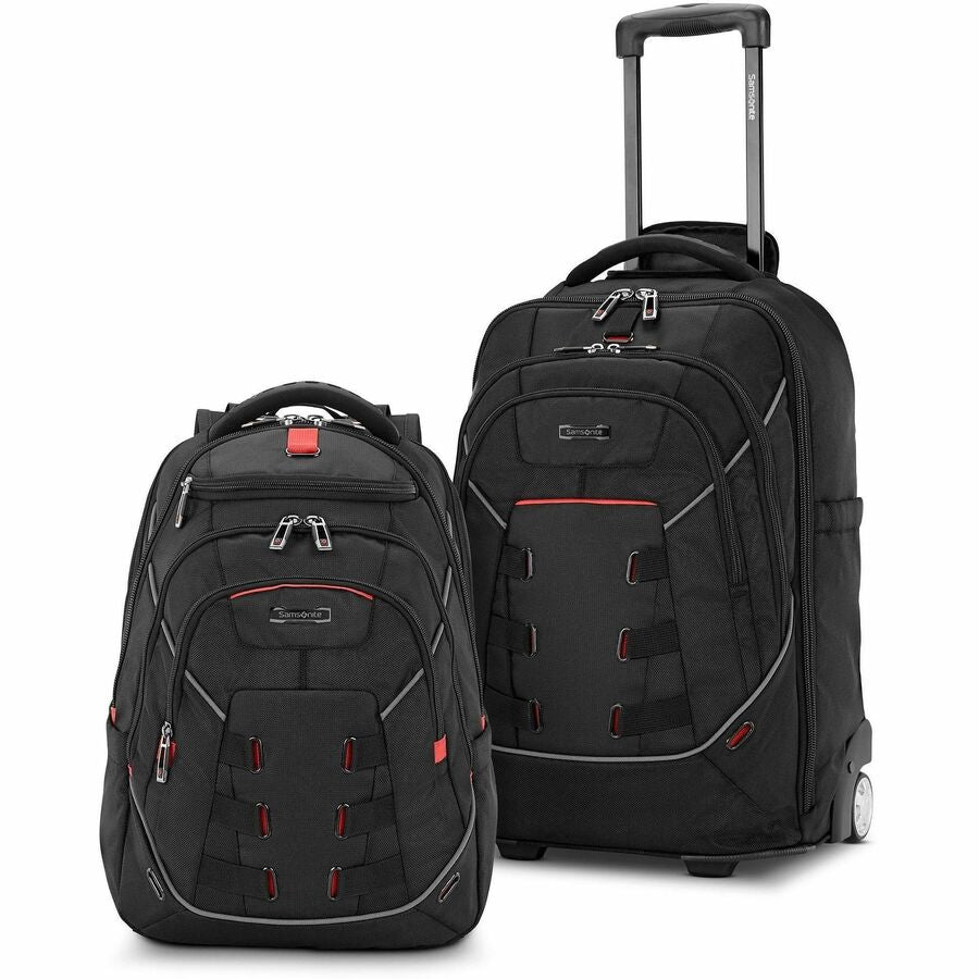 Samsonite Tectonic Nutech Carrying Case Rugged (Backpack) for 11" to 15.6" Notebook, Tablet, Water Bottle, Umbrella - Black - Water Resistant - 1680D Ballistic Polyester Body - Nylon, Polyester Exterior Material - Handle, Shoulder Strap, Telescoping Ha...