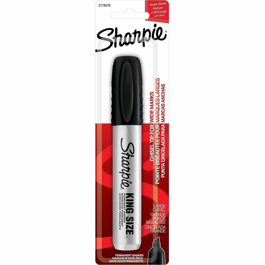 Sharpie Permanent Marker - Black Ink - Aluminum, Plastic Barrel - Felt Tip - 1 Each