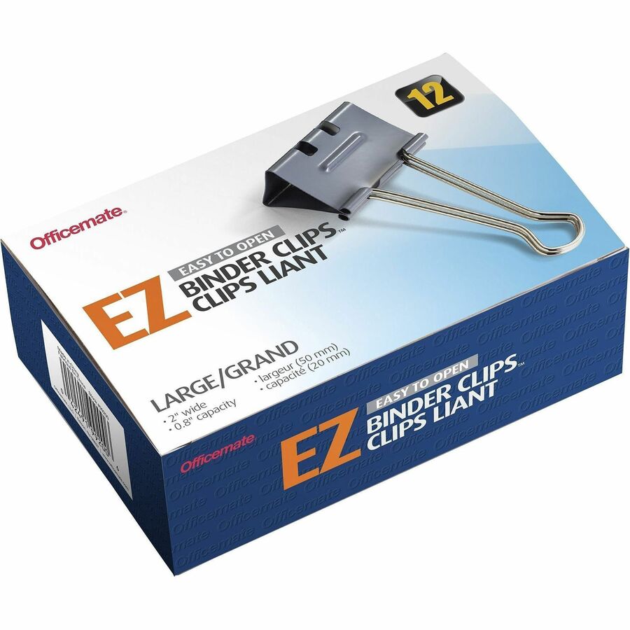 Officemate Binder Clip - Large - 6.4" Length x 4" Width - 1" Size Capacity - for Binder - Gray - 1 Box