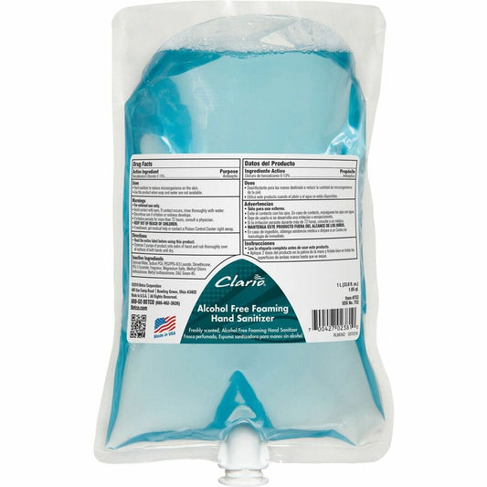 Betco Clario Hand Sanitizer Foam - Light Fresh, Fresh Neutral Scent - 1.06 quart - Kill Germs, Bacteria Remover - Hand, Skin - Light Green - Pleasant Scent - 6 / Carton