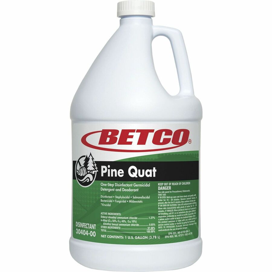 Betco Pine Quat Disinfectant - Ready-To-Use - 128 fl oz (4 quart) - Pine Scent - pH Neutral, Film-free, Pleasant Scent - Green, Clear - 4 / Carton