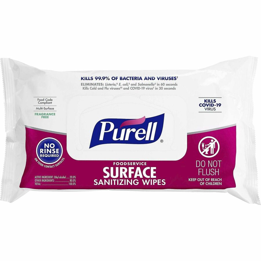 PURELL&reg, Foodservice Surface Sanitizing Wipes - White - 72 / Pack
