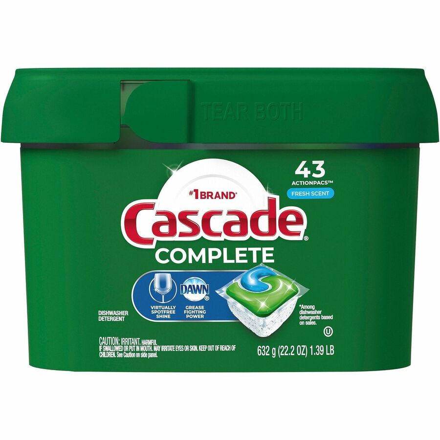 Cascade Complete Fresh ActionPacs - 22.50 oz (1.41 lb) to - Fresh Scent - Phosphate-free - Green - 43/Pack - 6 / Carton