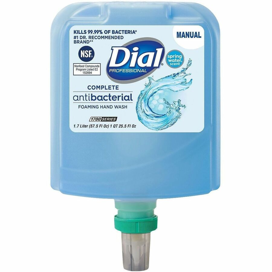 Dial Professional Antibacterial Foaming Hand Wash - Spring Water Scent - 1.80 quart - Hand - Moisturizing - Antibacterial - Blue - 1 Each