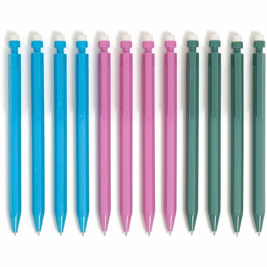 U Brands U-Eco Speckled Hex Mechanical Pencils - 0.7 mm Green, Pink, Blue, Gray Lead - HB/#2 - Refillable - Green, Pink, Blue Barrel - 1 Each