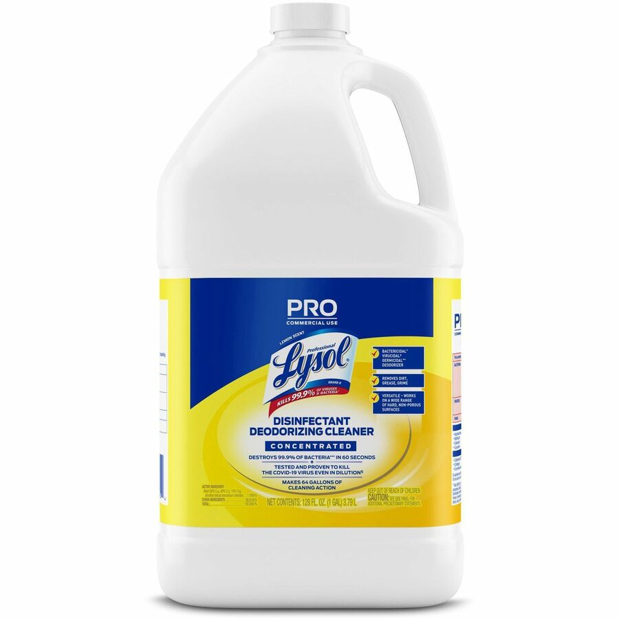 Lysol Deodorizing Cleaner - Concentrate - 128 oz (8 lb) - Lemon Scent - Disinfectant, Deodorize, Versatile - Yellow - 1 Each