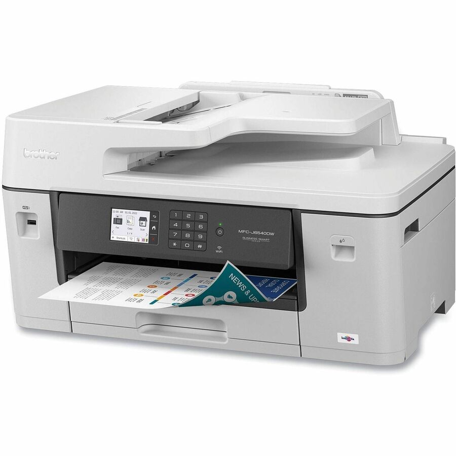 Brother MFC-J6540DW Wireless Inkjet Multifunction Printer - Color - Copier/Fax/Printer/Scanner - 28 ppm Mono/28 ppm Color Print - 1200 x 4800 dpi Print - Automatic Duplex Print - Color Flatbed Scanner - 1200 dpi Optical Scan - Color Fax - Fast Ethernet...