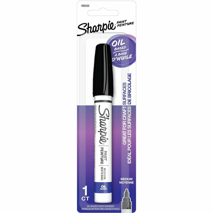 Sharpie Oil-Based Paint Markers - Black Ink - Oil Based - Metal Barrel - 1 Pack