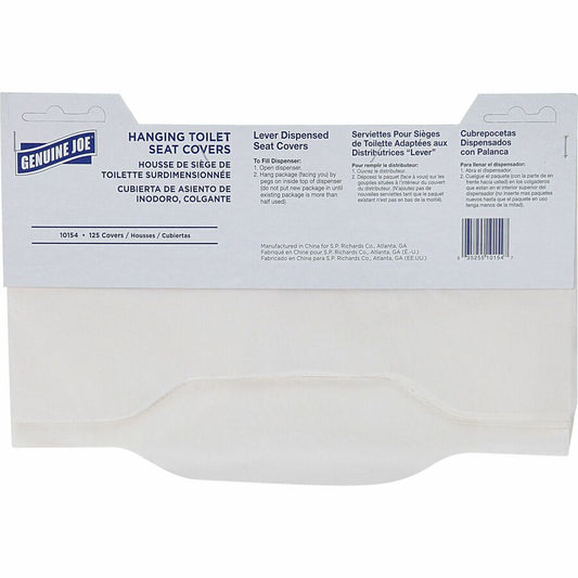 Genuine Joe Quarter-Fold Toilet Seat Covers - Quarter-fold - For Toilet - White - Virgin Paper - 125/Pack - 24 / Carton