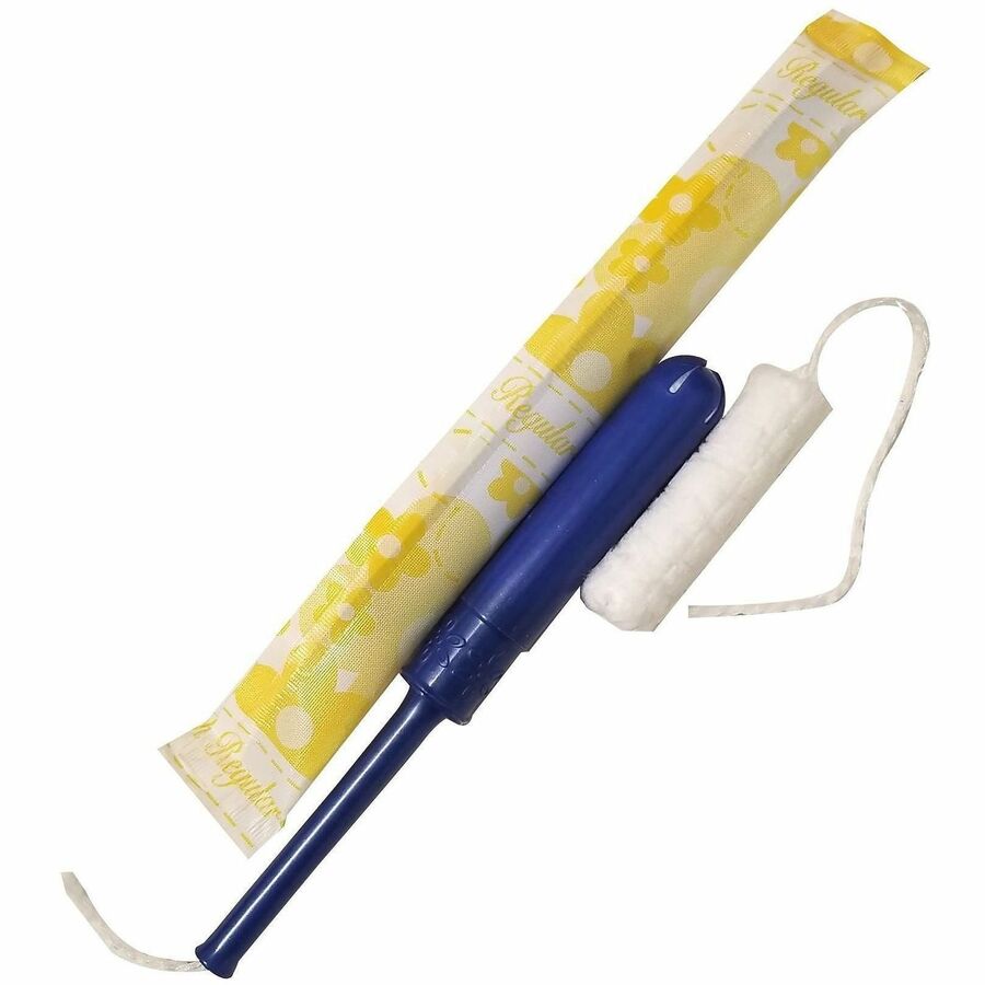 Hospeco Comfort Plus Bulk Regular Tampons - Regular - Plastic Applicator - Unscented, Comfortable, Individually Wrapped - 500 / Carton