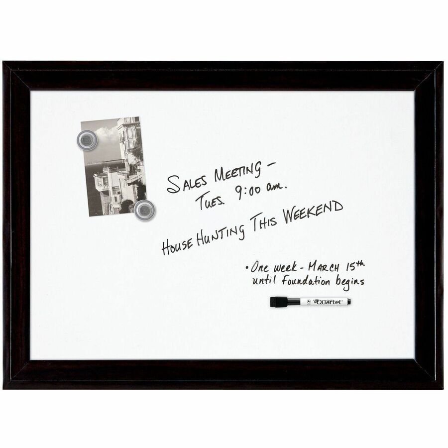 Quartet Home D&eacute, cor Magnetic Dry-Erase Board, 17" x 23" , Ebony Frame - 23" (1.9 ft) Width x 17" (1.4 ft) Height - White Painted Steel Surface - Ebony Wood Frame - Horizontal/Vertical - Magnetic - Smooth Writing, Easy to Clean - 1 Each