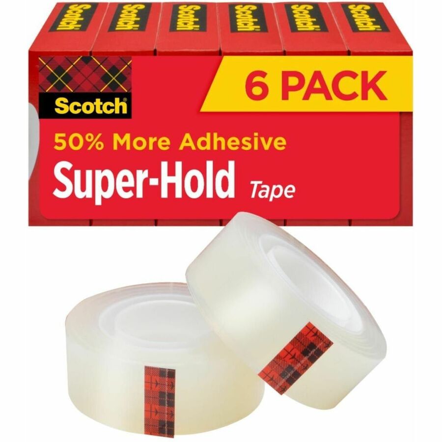 Scotch Super-Hold Tape - 27.78 yd Length x 0.75" Width - Clear - Matte Acetate Backing - Synthetic Acrylic Adhesive - Dispenser Included - Easy to Use Dispenser - Moisture Resistant - For Envelope, Repair, Mounting, Crafting, Metal, Plastic, Cardboard...
