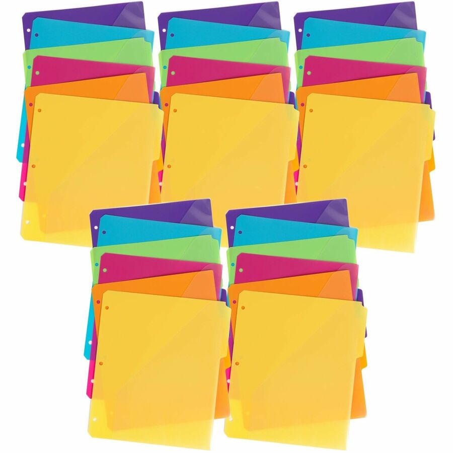 Smead Index Divider - Assorted Tab(s) - 1/3 - Letter - 8.50" Width x 11" Length - 3 Hole Punched - Yellow, Orange, Pink, Green, Blue, Purple Divider - Poly Tab(s) - Acid-free, Hole-punched, Heavyweight, Durable, Pocket, Tear Resistant, Water Resistant...